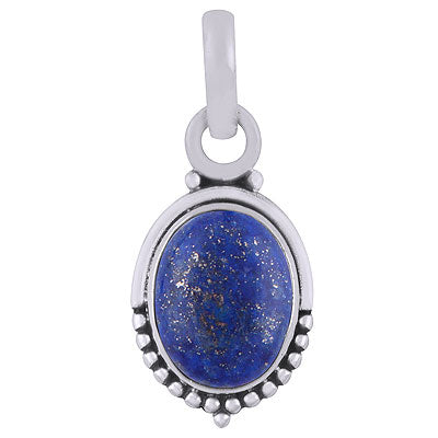 Classic Rawa Work Around Lapis Oval Shape 925 Sterling Solid Silver Pendant - R101512-15