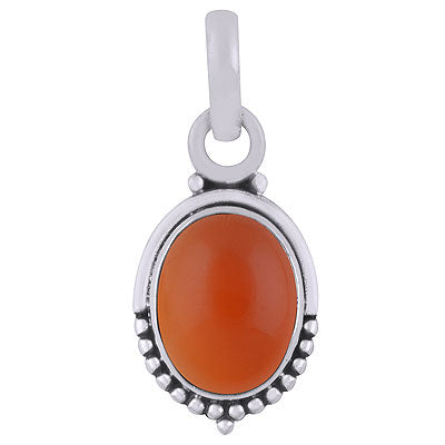 Classic Rawa Work Around Carnelian Oval Shape 925 Sterling Solid Silver Pendant - R101512-18