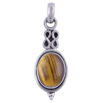 Beautiful Handcrafted Work Around Tiger's Eye Oval Shape 925 Sterling Solid Silver Pendant - R101513-20