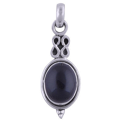 Beautiful Handcrafted Work Around Black Onyx Oval Shape 925 Sterling Solid Silver Pendant - R101513-23
