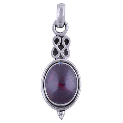 Beautiful Handcrafted Work Around Garnet Oval Shape 925 Sterling Solid Silver Pendant - R101513-4