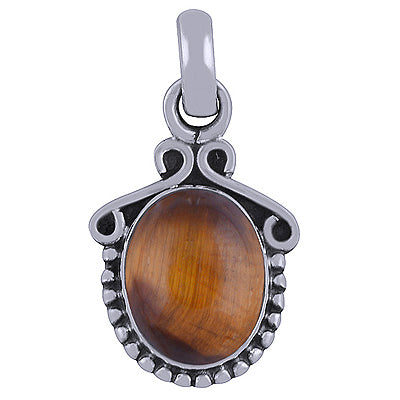 Stunning Rawa & Wire Work Around Tiger's Eye Oval Shape 925 Sterling Solid Silver Pendant - R101514-27