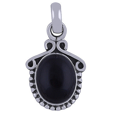 Stunning Rawa & Wire Work Around Black Onyx Oval Shape 925 Sterling Solid Silver Pendant - R101514-33