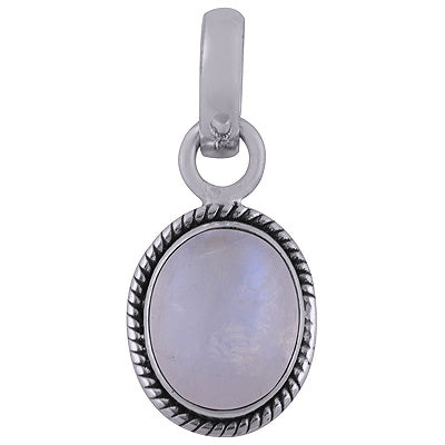 Alluring Twisted Wire Work Around Rainbow Moonstone Oval Shape 925 Sterling Solid Silver Pendant - R101515-44