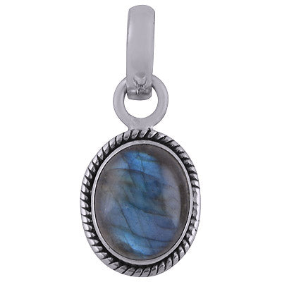 Alluring Twisted Wire work Around Labradorite Oval Shape 925 Sterling Solid Silver Pendant - R101515-45