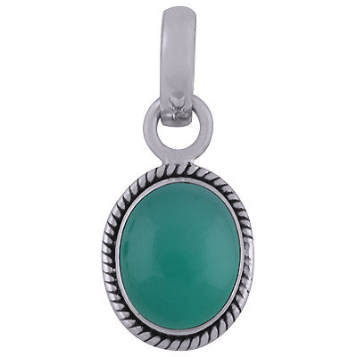 Alluring Twisted Wire work Around Green Onyx Oval Shape 925 Sterling Solid Silver Pendant - R101515-48