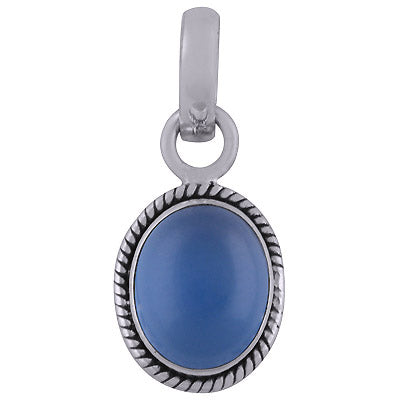 Alluring Twisted Wire work Around Blue Chalcedony Oval Shape 925 Sterling Solid Silver Pendant - R101515-51