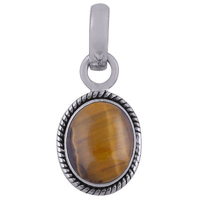 Alluring Twisted Wire work Around Tiger's Eye Oval Shape 925 Sterling Solid Silver Pendant - R101515-52