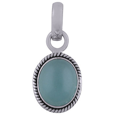 Alluring Twisted Wire work Around Aqua Chalcedony Oval Shape 925 Sterling Solid Silver Pendant - R101515-63