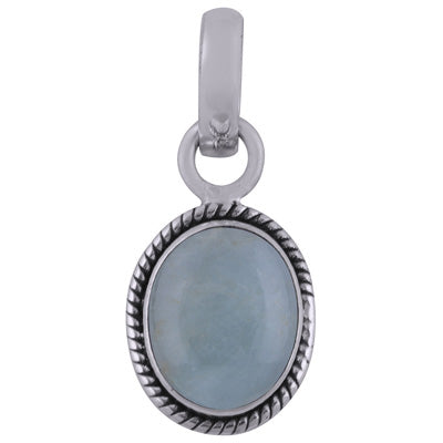 Alluring Twisted Wire work Around Aquamarine Oval Shape 925 Sterling Solid Silver Pendant - R101515-65