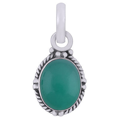 Beautiful Work Around Green Onyx Oval Shape 925 Sterling Solid Silver Pendant - R101516-22