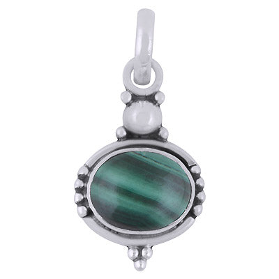 Handmade Malachite Oval Shape 925 Sterling Solid Silver Pendant - R101519-25