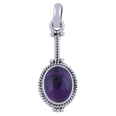 Gorgeous Twisted Wire Work Around Amethyst Oval Shape 925 Sterling Solid Silver Pendant - R101522-1