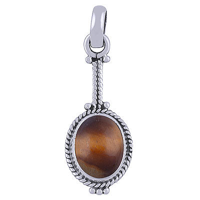 Gorgeous Twisted Wire Work Around Tiger's Eye Oval Shape 925 Sterling Solid Silver Pendant - R101522-21