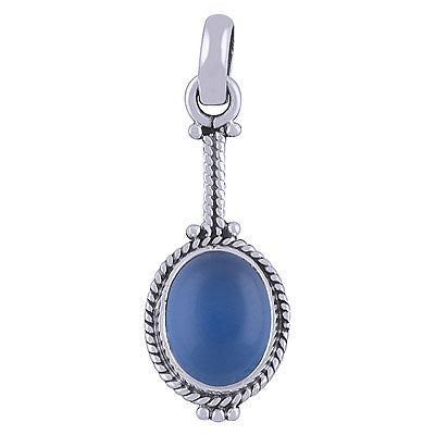Gorgeous Twisted Wire Work Around Aqua Chalcedony Oval Shape 925 Sterling Solid Silver Pendant - R101522-30