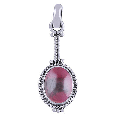 Gorgeous Twisted Wire Work Around Garnet Oval Shape 925 Sterling Solid Silver Pendant - main product photo (R101522-4)