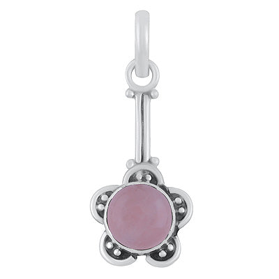 Handmade Flower Rose Quartz Round Shape 925 Sterling Solid Silver Pendants - R101523-10