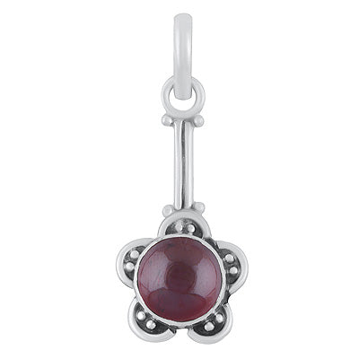 Handmade Flower Garnet Round Shape 925 Sterling Solid Silver Pendants - R101523-4