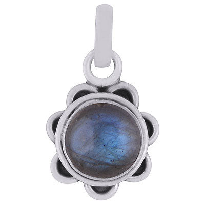 Gorgeous Flower Work pattern Around Labradorite Round Shape 925 Sterling Solid Silver Pendant - R101525-55