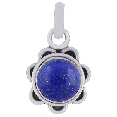 Gorgeous Flower Work pattern Around Lapis Round Shape 925 Sterling Solid Silver Pendant - R101525-56