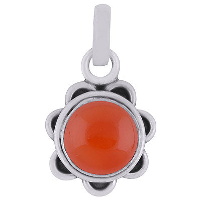 Gorgeous Flower Work pattern Around Carnelian Round Shape 925 Sterling Solid Silver Pendant - R101525-57