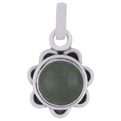 Gorgeous Flower Work pattern Around Green Aventurine Round Shape 925 Sterling Solid Silver Pendant - R101525-59