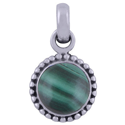 Classic Rawa Work Malachite Round Shape 925 Sterling Solid Silver Pendant - R101526-29