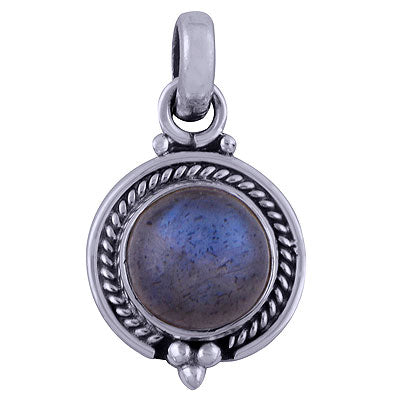 Handcrafted Labradorite Round Shape 925 Sterling Solid Silver Pendant - R101527-12