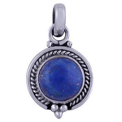 Handcrafted Lapis Round Shape 925 Sterling Solid Silver Pendant - R101527-15