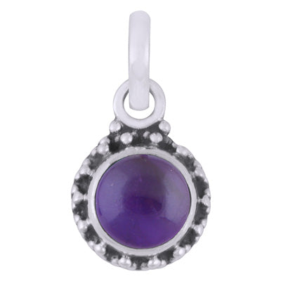 Gorgeous Rawa Work Around Amethyst Round Shape 925 Sterling Solid Silver Pendant - R101529-1