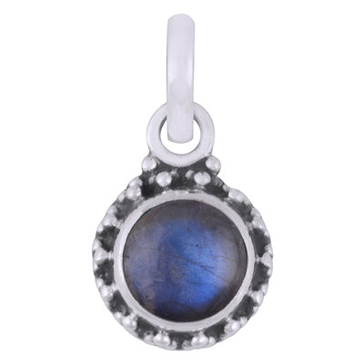 Gorgeous Rawa Work Around Labradorite Round Shape 925 Sterling Solid Silver Pendant - R101529-11