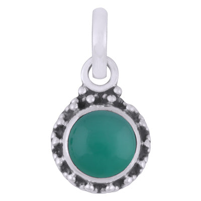 Gorgeous Rawa Work Around Green Onyx Round Shape 925 Sterling Solid Silver Pendant - R101529-16