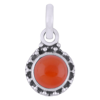 Gorgeous Rawa Work Around Carnelian Round Shape 925 Sterling Solid Silver Pendant - R101529-19