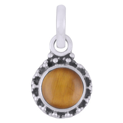 Gorgeous Rawa Work Around Tiger's Eye Round Shape 925 Sterling Solid Silver Pendant - R101529-22