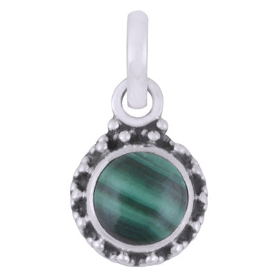 Gorgeous Rawa Work Around Malachite Round Shape 925 Sterling Solid Silver Pendant - R101529-28