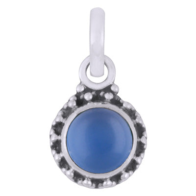 Gorgeous Rawa Work Around Blue Chalcedony Round Shape 925 Sterling Solid Silver Pendant - R101529-30