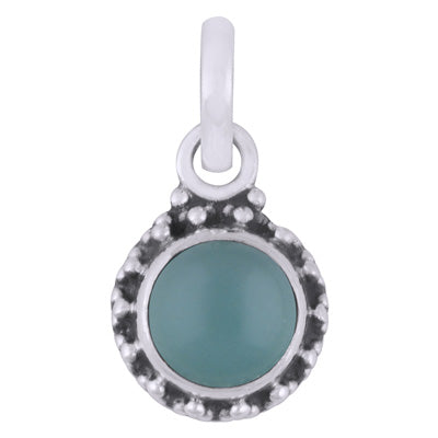 Gorgeous Rawa Work Around Aqua Chalcedony Round Shape 925 Sterling Solid Silver Pendant - R101529-31