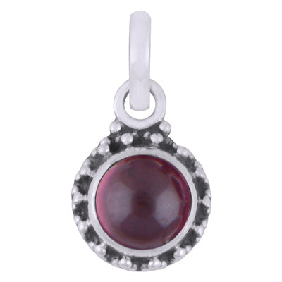 Gorgeous Rawa Work Around Garnet Round Shape 925 Sterling Solid Silver Pendant - R101529-4