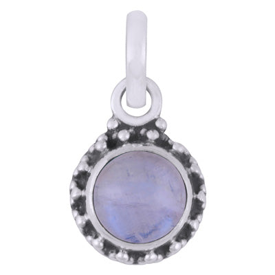 Gorgeous Rawa Work Around Rainbow Moonstone Round Shape 925 Sterling Solid Silver Pendant - R101529-9