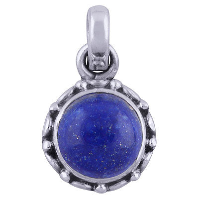 Stunning Hand Work Lapis Round Shape 925 Sterling Solid Silver Pendant - R101531-14