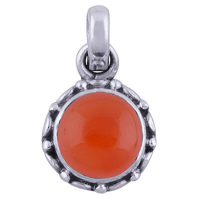 Stunning Hand Work Carnelian Round Shape 925 Sterling Solid Silver Pendant - R101531-18
