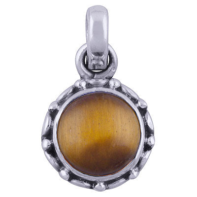 Stunning Hand Work Tiger's Eye Round Shape 925 Sterling Solid Silver Pendant - R101531-21