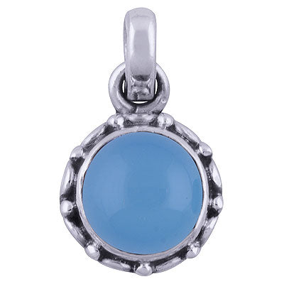 Stunning Hand Work Blue Chalcedony Round Shape 925 Sterling Solid Silver Pendant - R101531-28