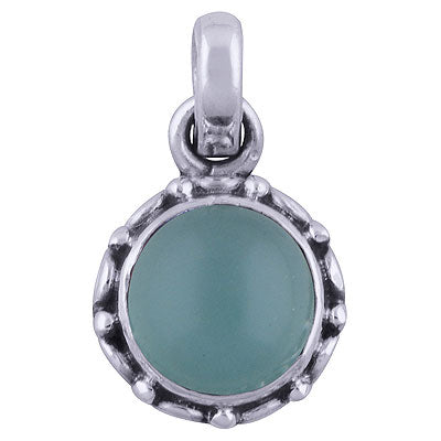 Stunning Hand Work Aqua Chalcedony Round Shape 925 Sterling Solid Silver Pendant - R101531-29