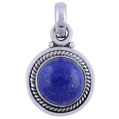 Gorgeous Twisted Wire & Rawa Work Around Lapis Round Shape 925 Sterling Solid Silver Pendant - R101535-14