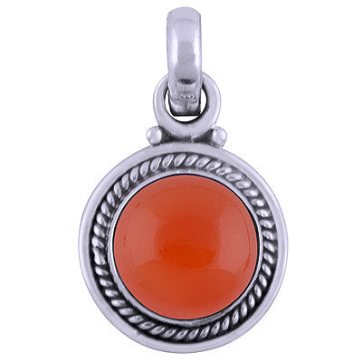 Gorgeous Twisted Wire & Rawa Work Around Carnelian Round Shape 925 Sterling Solid Silver Pendant - R101535-19