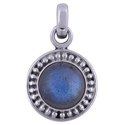 Beautifully Handcrafted Rawa Work Around Labradorite Round Shape 925 Sterling Solid Silver Pendant - R101536-10