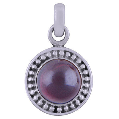 Beautifully Handcrafted Rawa Work Around Garnet Round Shape 925 Sterling Solid Silver Pendant - R101536-4