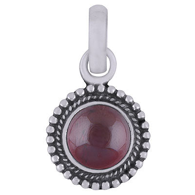 Stunning Rawa Work Around Garnet Round Shape 925 Sterling Solid Silver Pendant - R101537-52