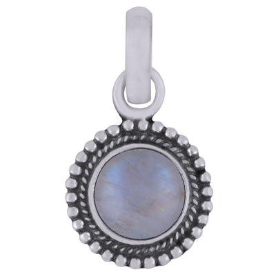 Stunning Rawa Work Around Rainbow Moonstone Round Shape 925 Sterling Solid Silver Pendant - R101537-54